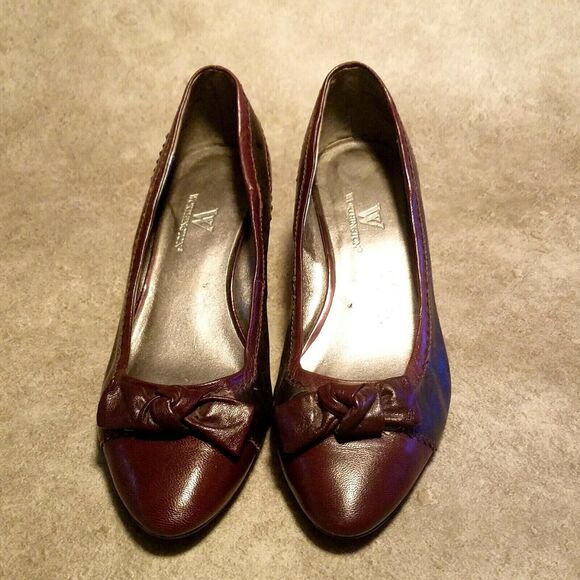 Worthington Womens 023-5914 Sz 6 M Red Slip On 2" Wedge with Bow Details - Picture 2 of 11